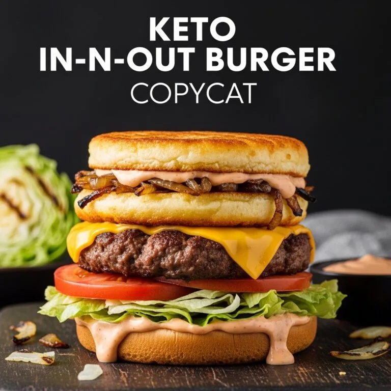 Keto In-N-Out Burger Copycat with Cheesy Onion Buns Keto In-N-Out Burger Copycat