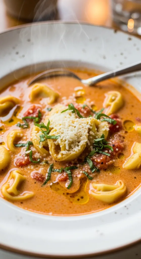 Parmesan Tomato Tortellini Soup
