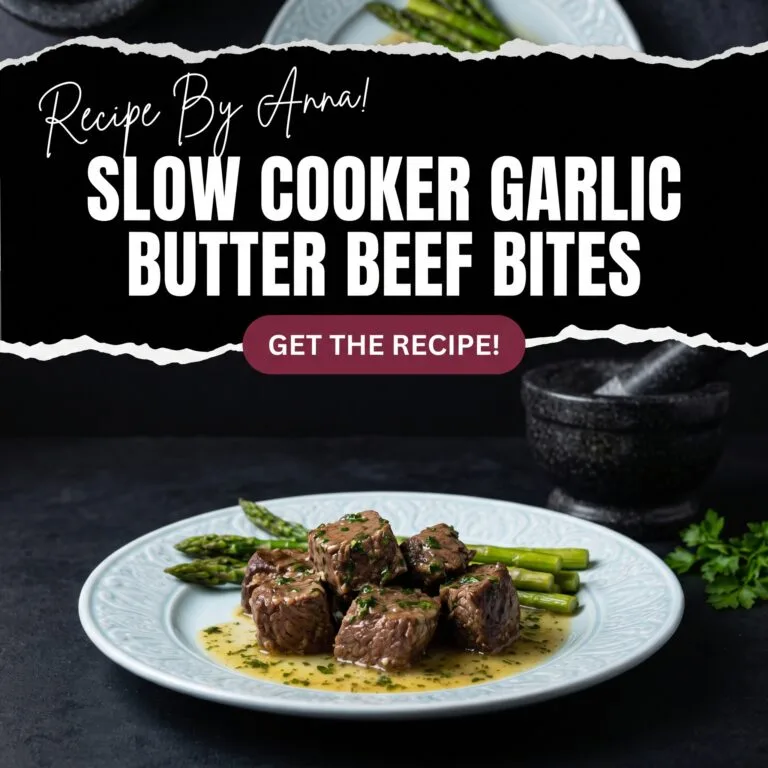 High Protein Slow Cooker Garlic Butter Beef Bites - Easy Dinner Recipe! High Protein Slow Cooker Garlic Butter Beef Bites