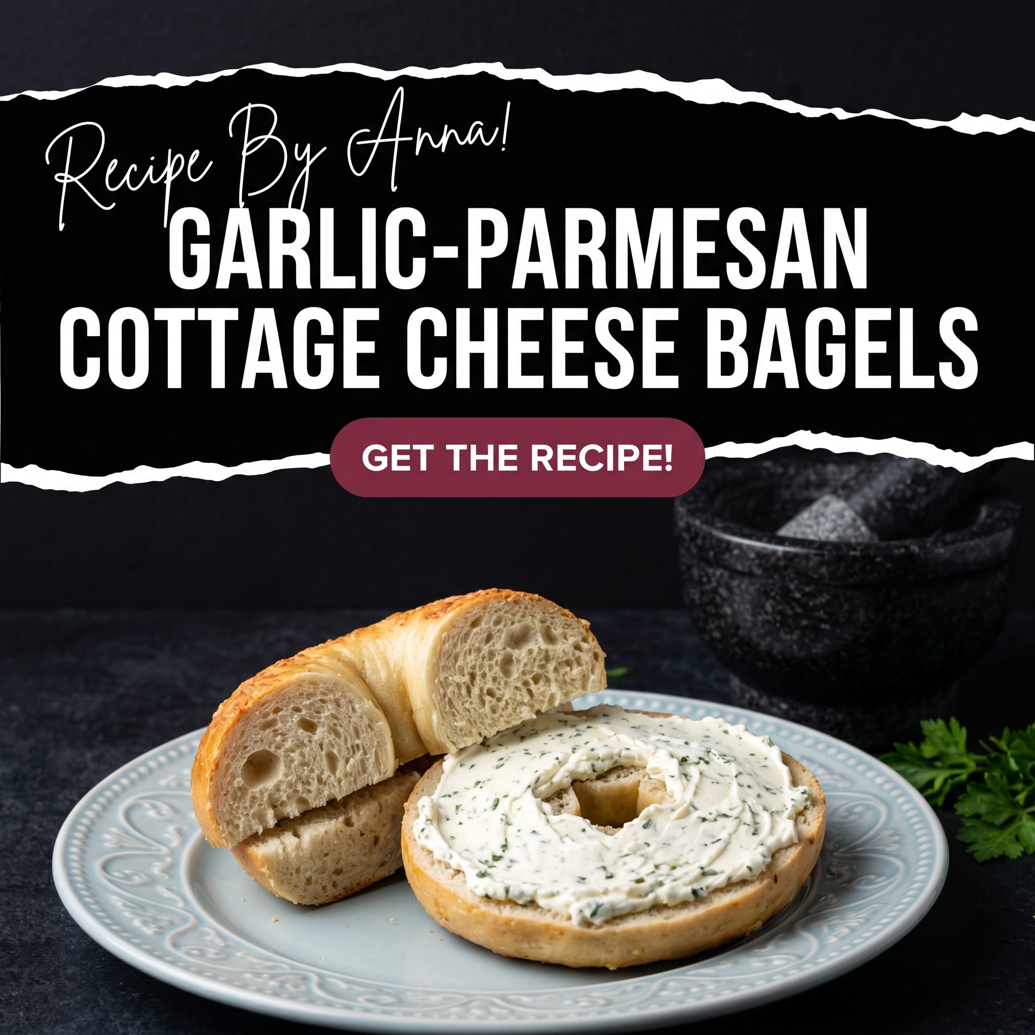 Garlic-Parmesan Cottage Cheese Bagels