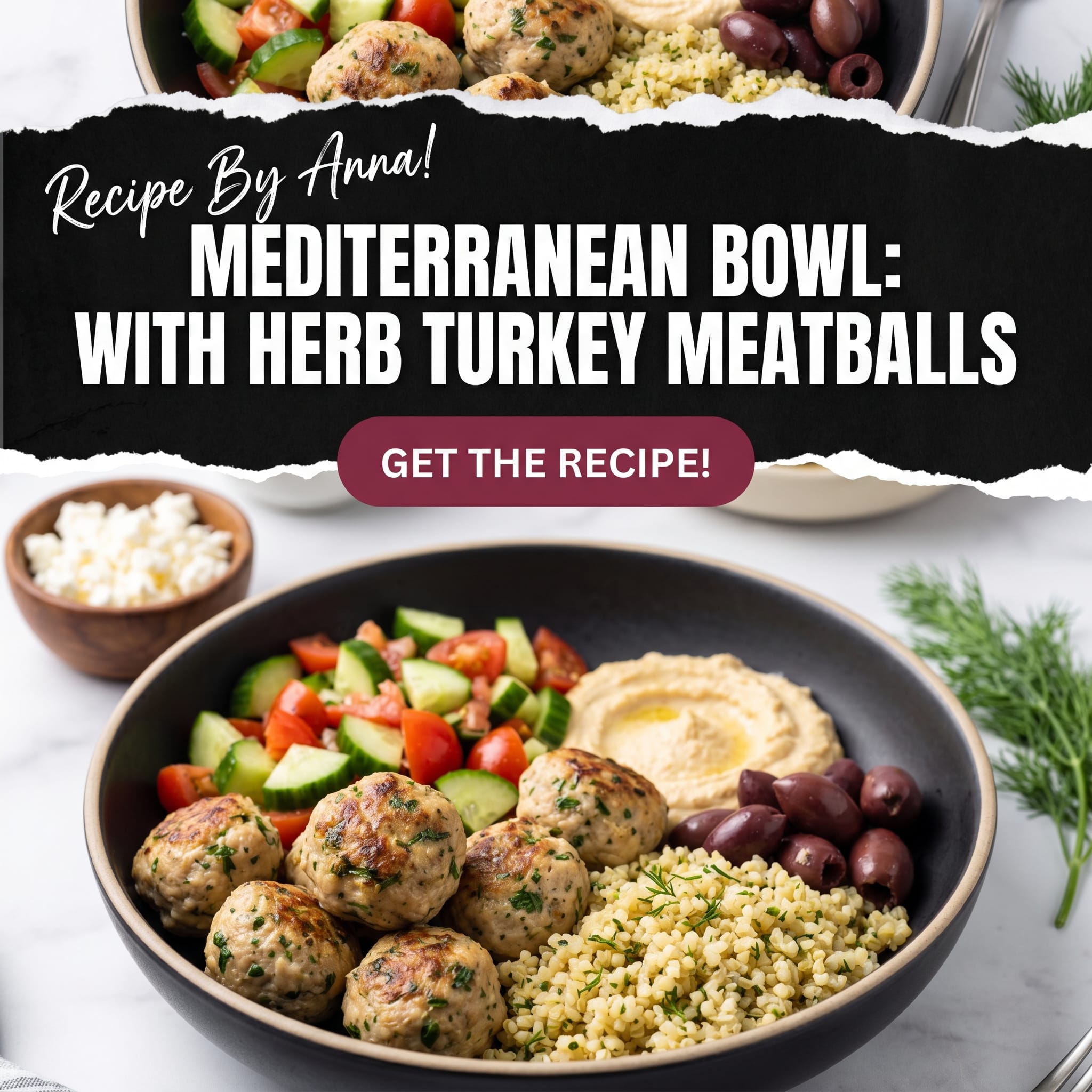 Mediterranean Bowl With Turkey Meatballs