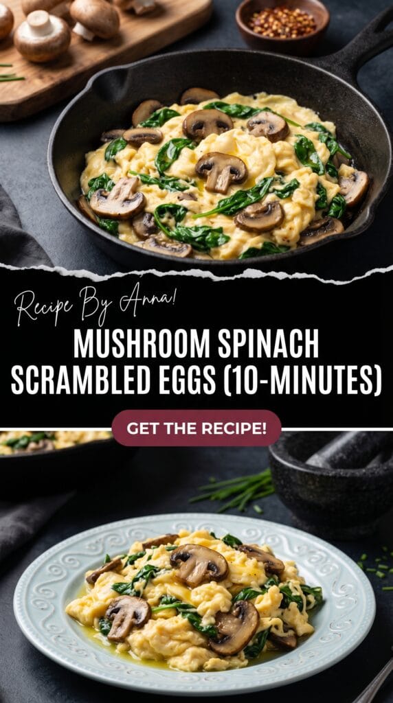 Mushroom Spinach Scrambled Eggs (10-Minutes)