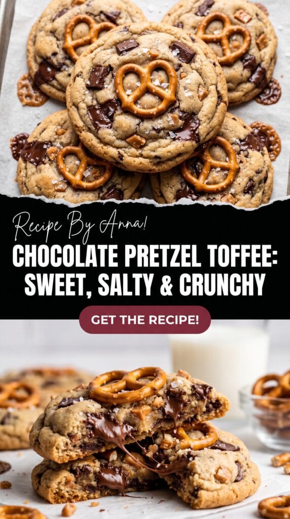 Chocolate Pretzel Toffee Cookies