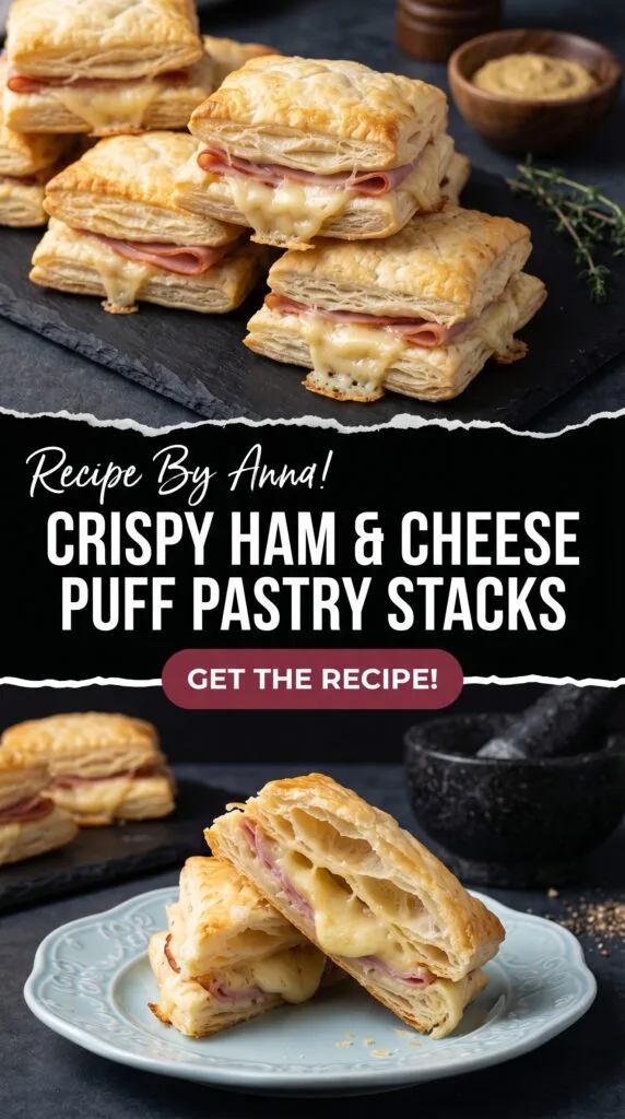 Crispy Ham & Cheese Puff Pastry Stacks