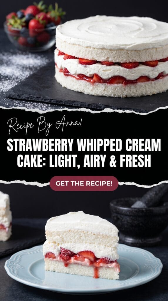 Strawberry Whipped Cream Cake | Light, Fluffy & Easy Recipe