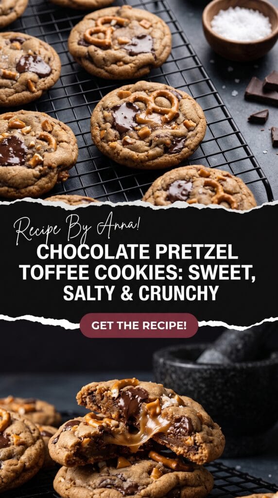 Chocolate Pretzel Toffee Cookies