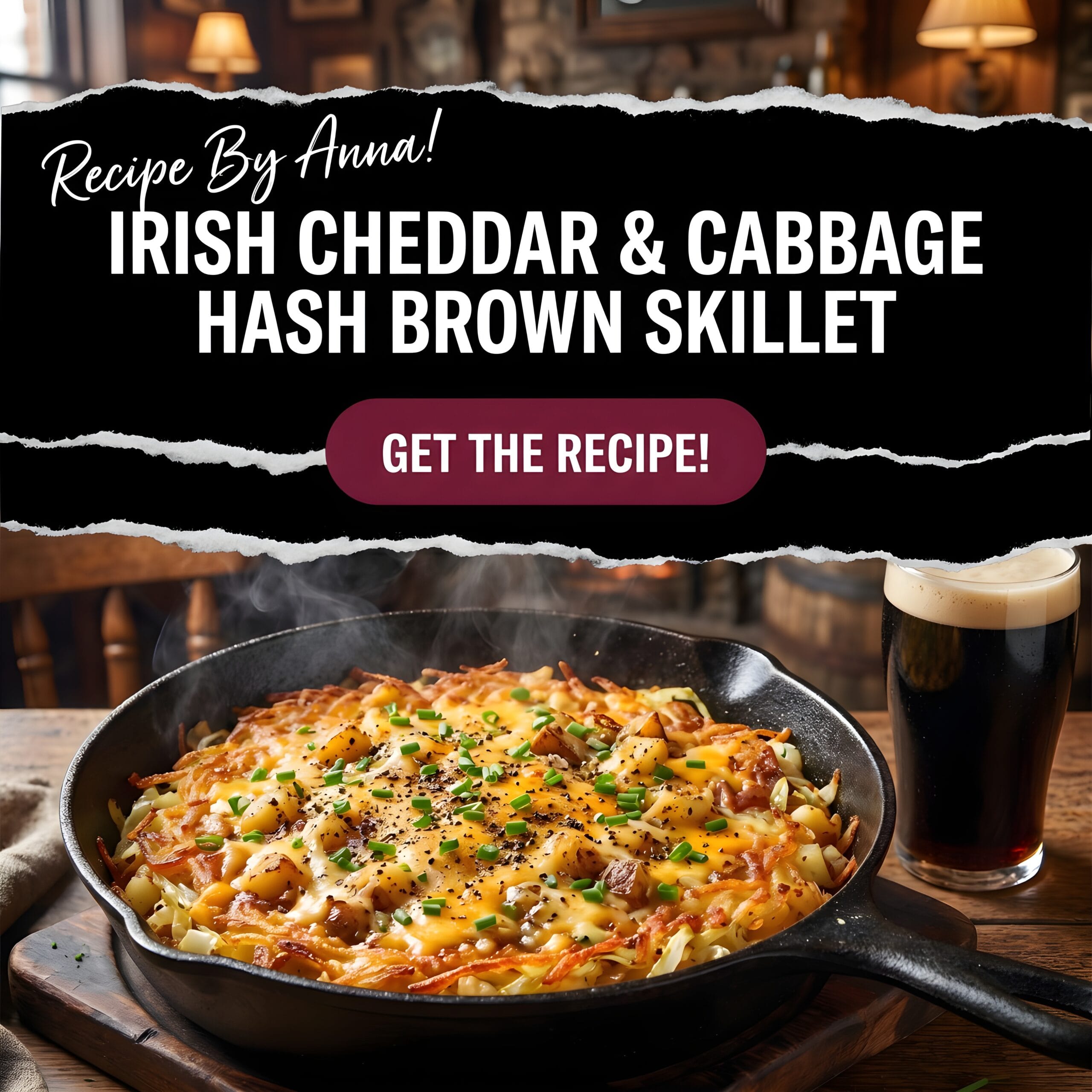 Irish Cheddar & Cabbage Hash Brown Skillet