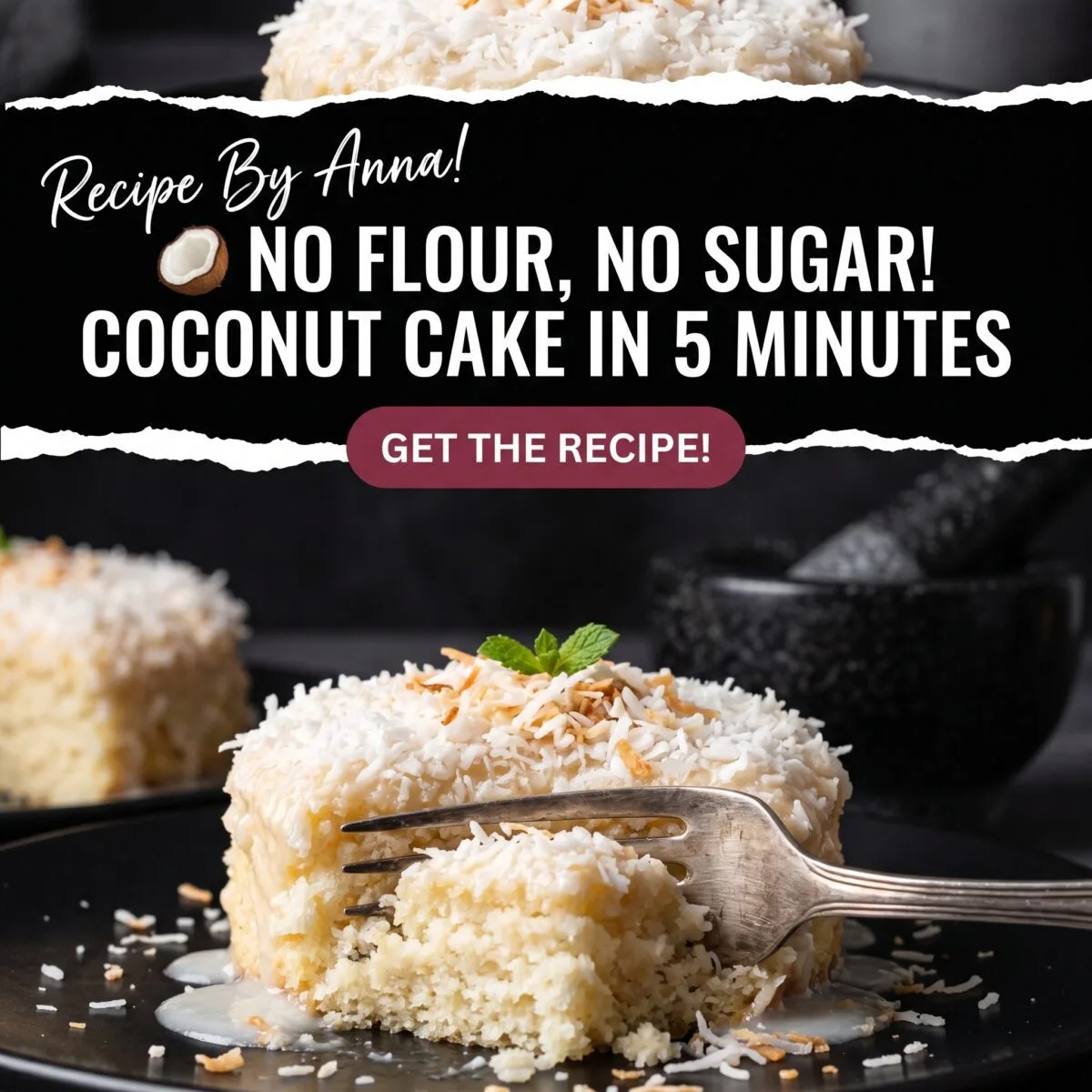 🥥 No flour, no sugar! Coconut cake in 5 minutes