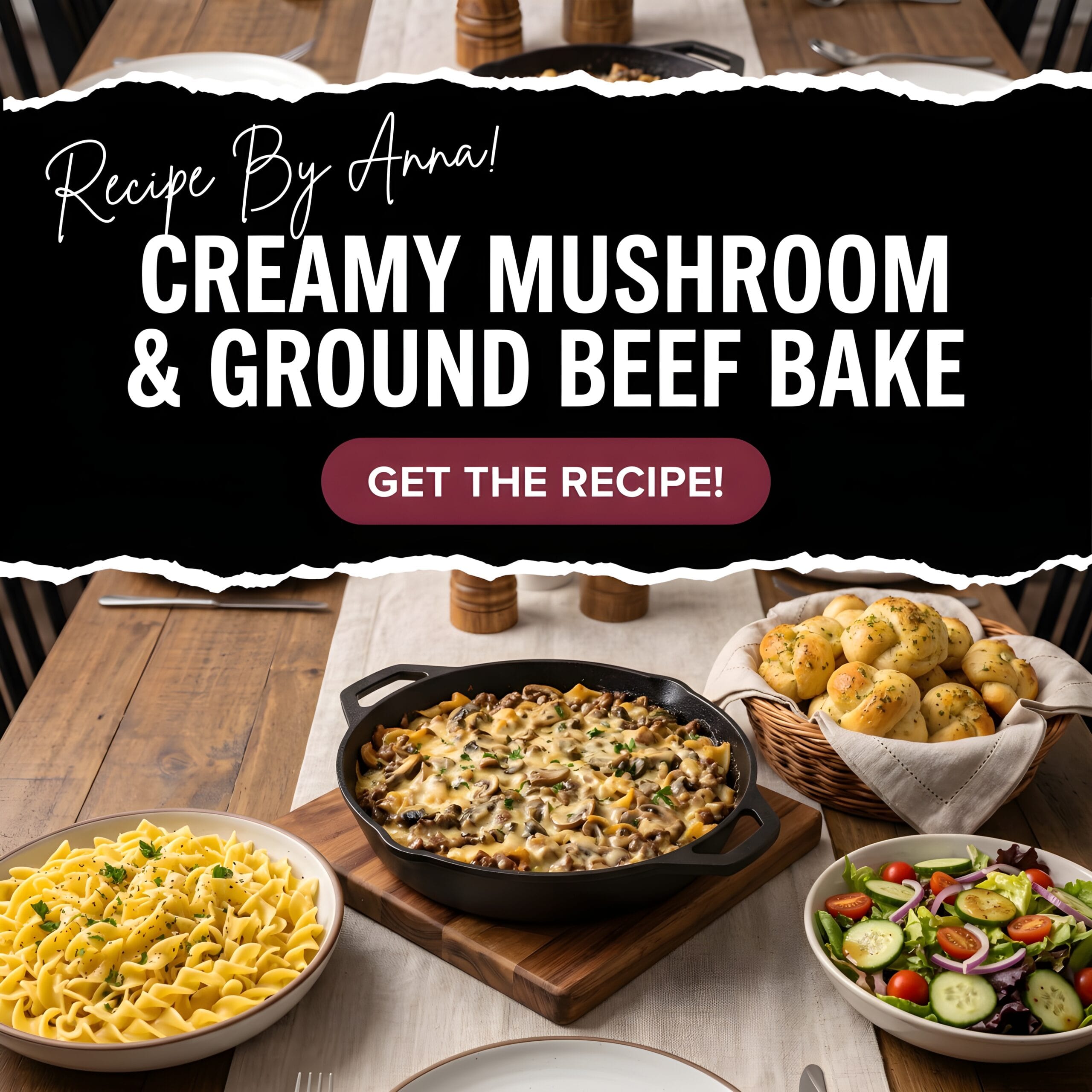 Creamy Mushroom & Ground Beef Bake