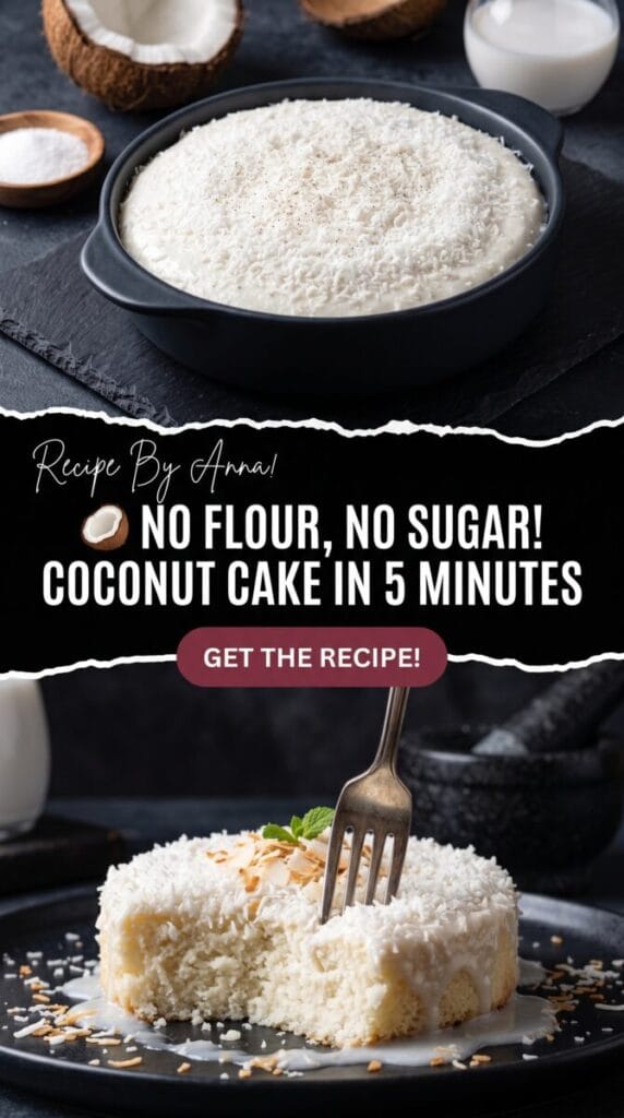 🥥 No flour, no sugar! Coconut cake in 5 minutes