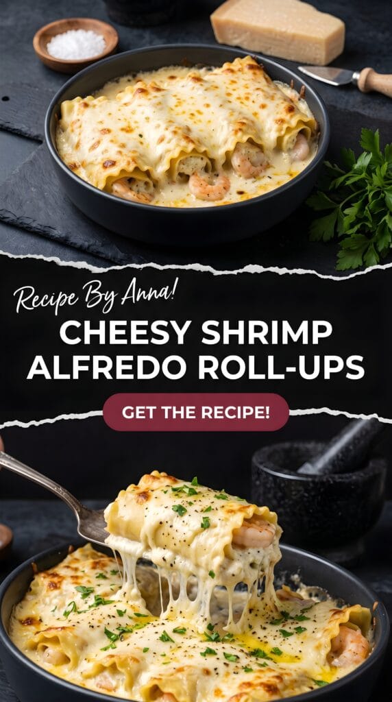 Cheesy Shrimp Alfredo Roll-Ups