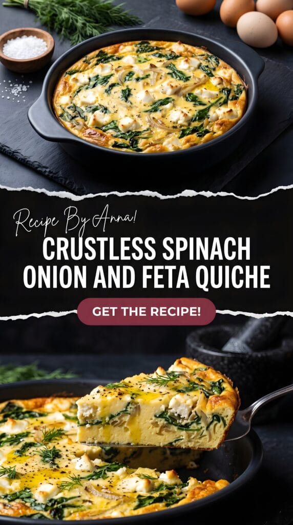 Crustless Spinach Onion and Feta Quiche