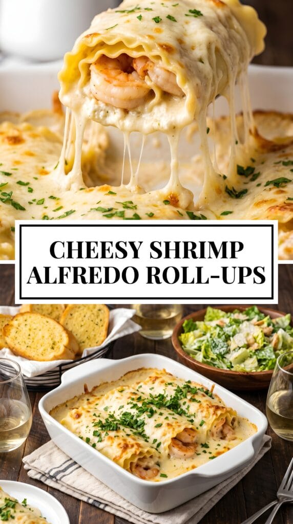 Cheesy Shrimp Alfredo Roll-Ups