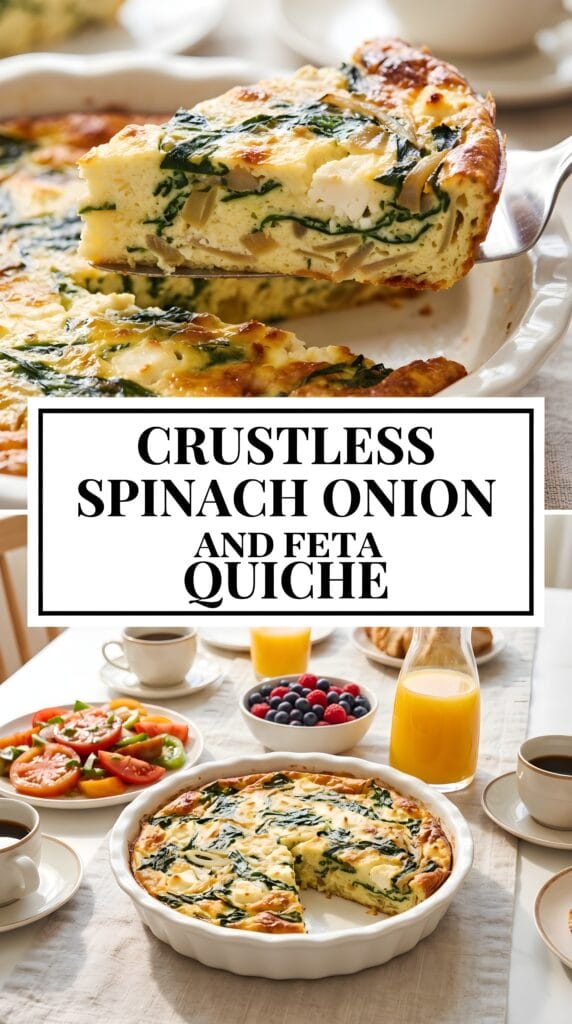 Crustless Spinach Onion and Feta Quiche