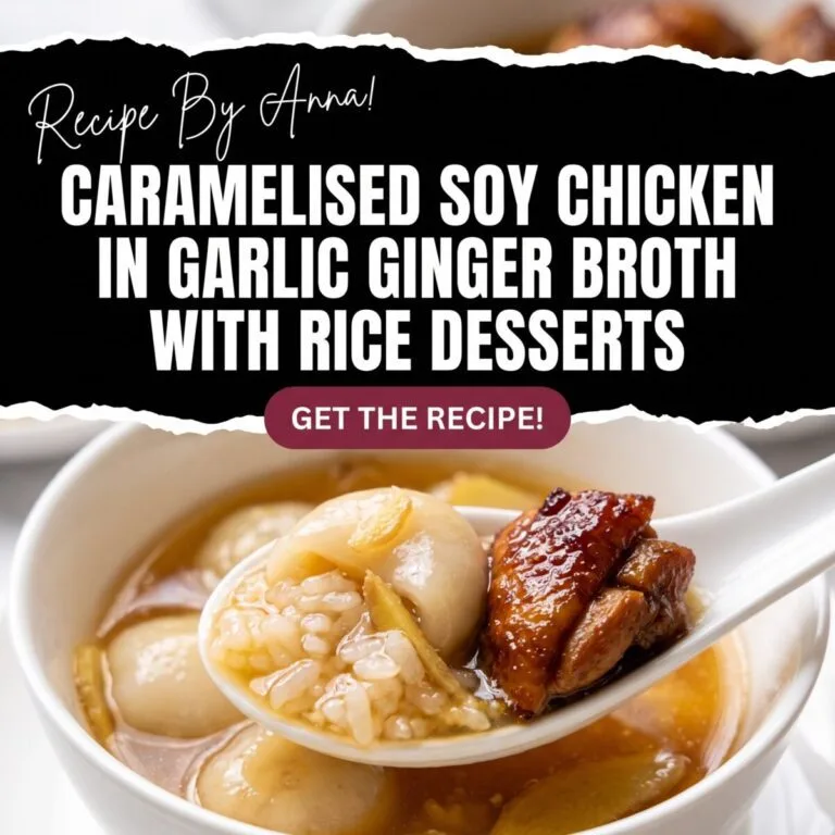 Caramelised Soy Chicken in Garlic Ginger Broth with Rice