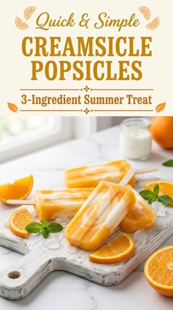 3-Ingredient Creamsicle Popsicles – Orange Cream Summer Dream