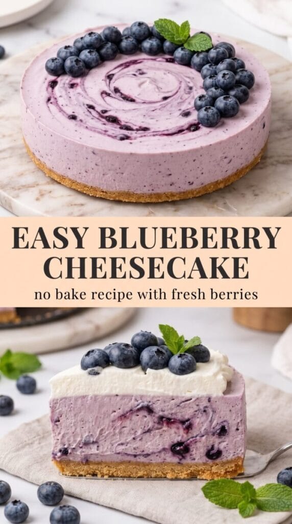 Easy No-Bake Blueberry Cheesecake