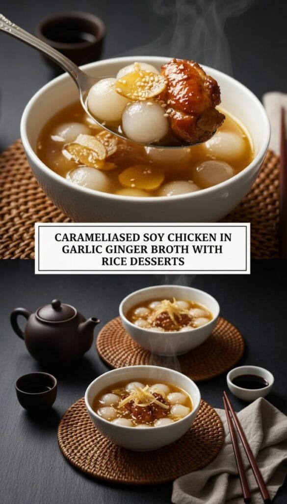 Caramelised Soy Chicken in Garlic Ginger Broth with Rice