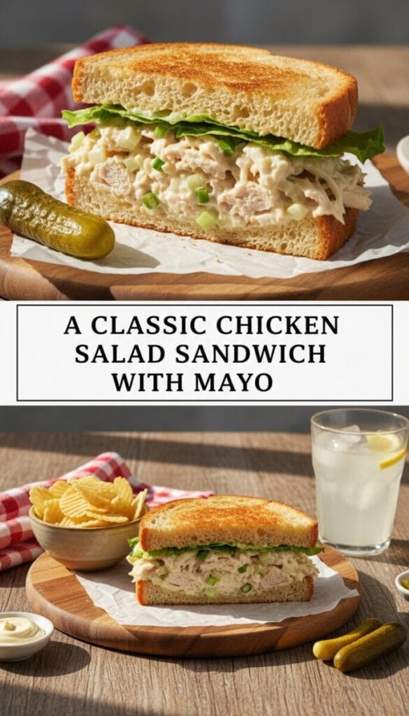 A Classic Chicken Salad Sandwich with Mayo