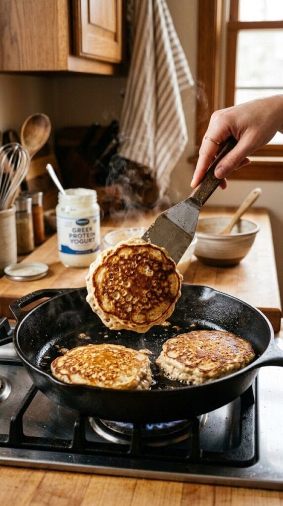 Fluffy 3-Ingredient Greek Yogurt Protein Pancakes