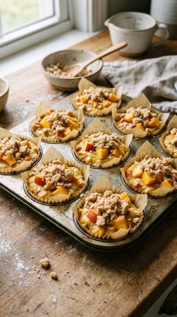 Fluffy Peach Muffins