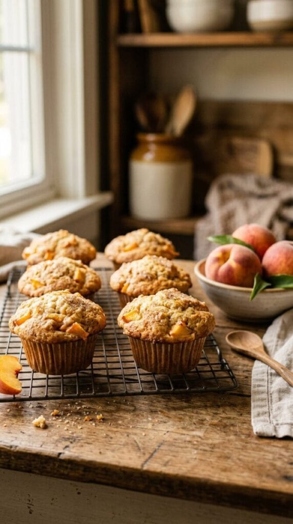 Fluffy Peach Muffins