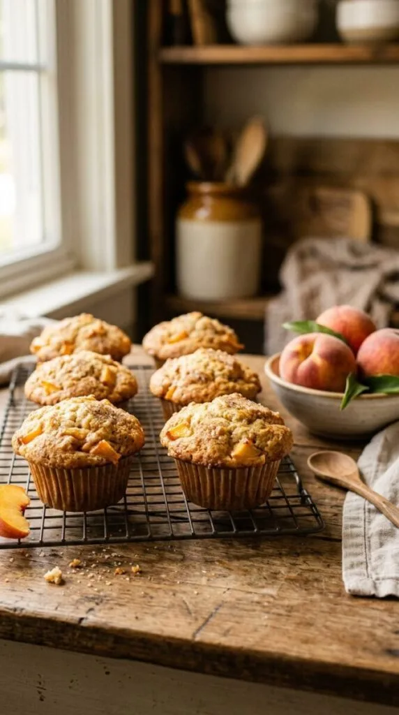 Fluffy Peach Muffins