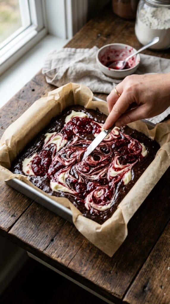 Raspberry Swirled Cream Cheese Brownies