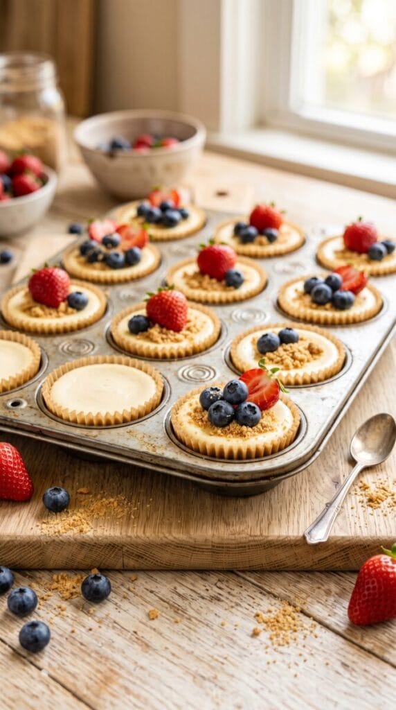 No-Bake Mini Cheesecakes in a Muffin Tin