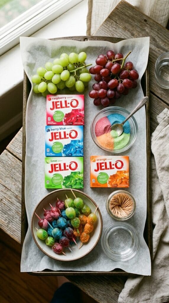 Refreshing Frozen Jello Grapes