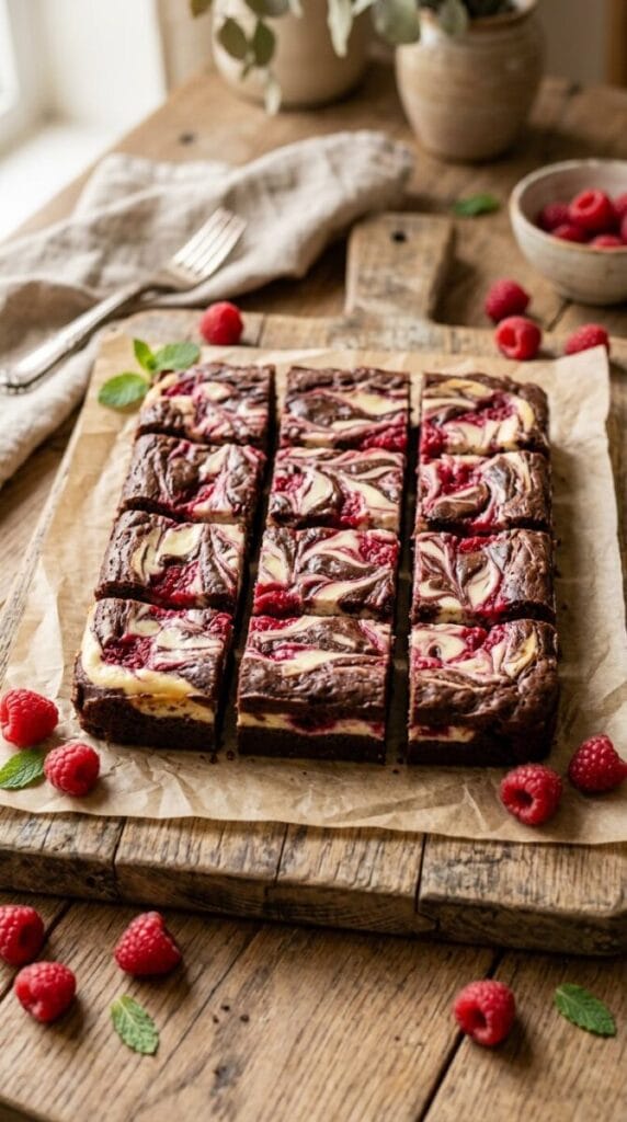 Raspberry Swirled Cream Cheese Brownies