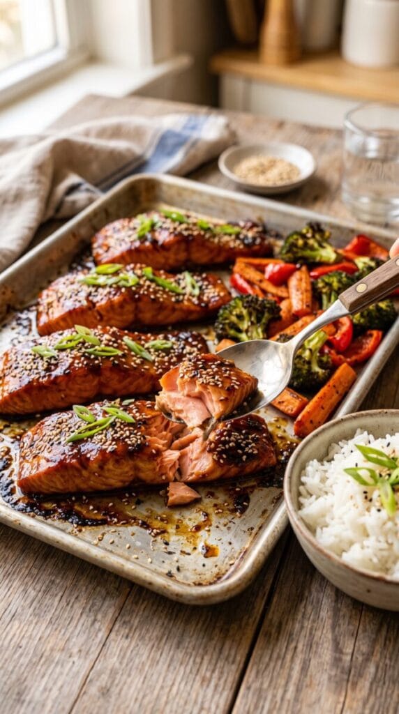 Asian Glazed Salmon Sheet Pan Dinner