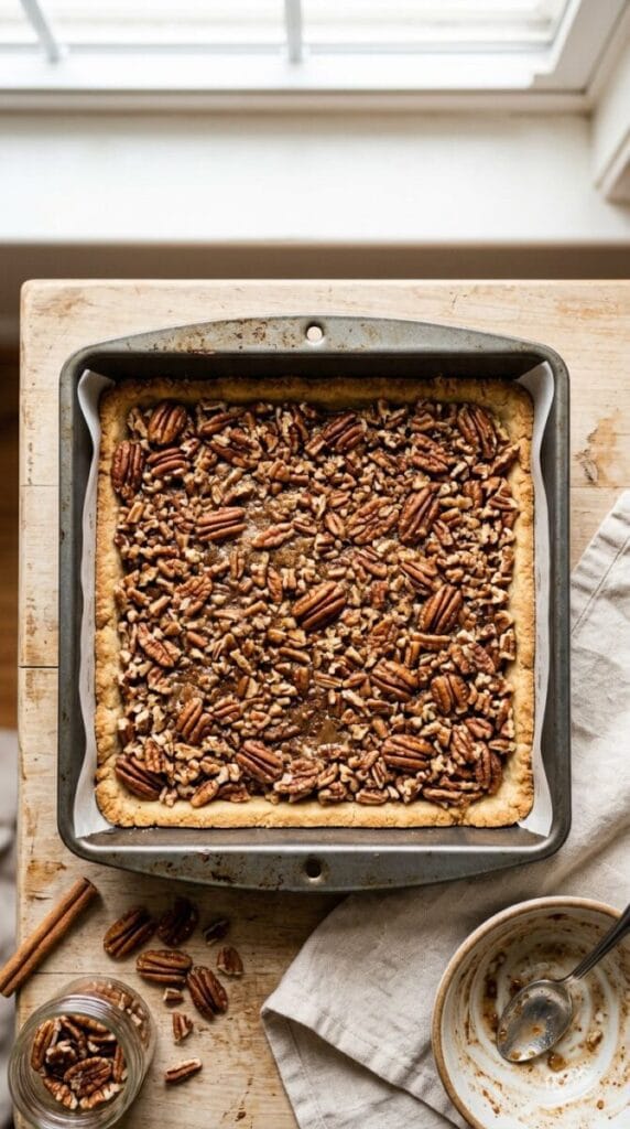 Cinnamon Pecan Bars with Spiced Chocolate