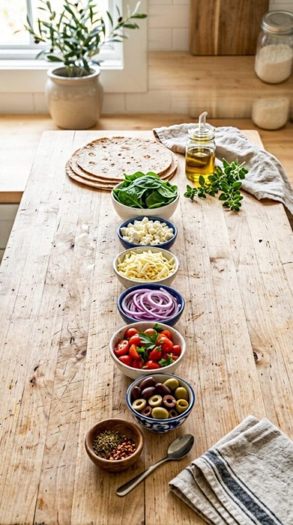 Mediterranean Quesadillas with Spinach and Feta