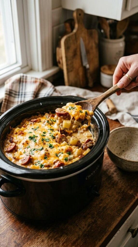 Cozy Slow Cooker Sausage and Potato Casserole