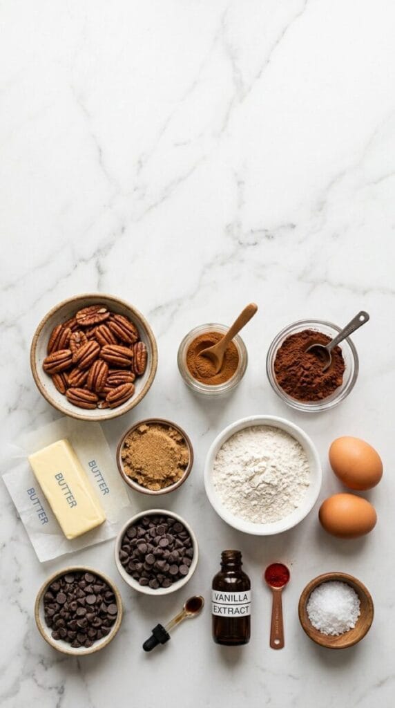 Cinnamon Pecan Bars with Spiced Chocolate