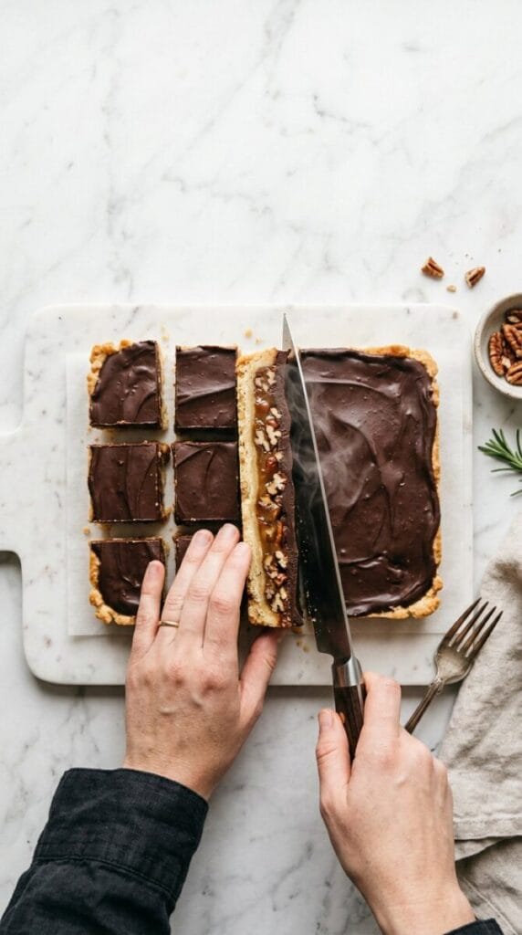 Cinnamon Pecan Bars with Spiced Chocolate