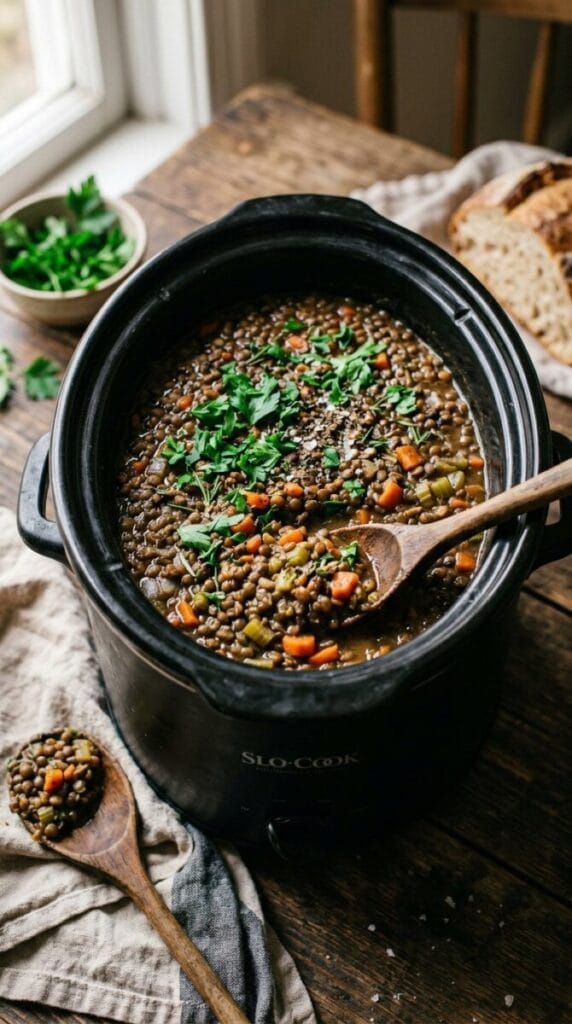 Ultimate Slow Cooker Herb Garlic Lentils