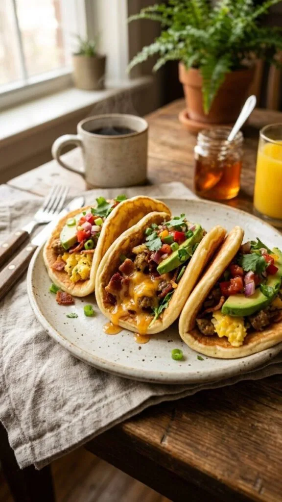 Easy Savory Breakfast Pancake Tacos Recipe