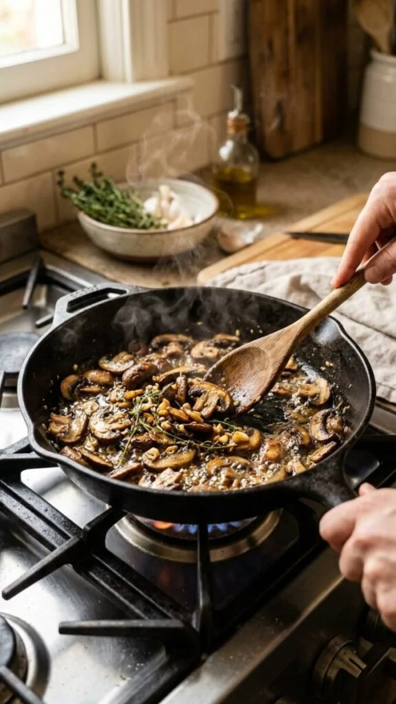 Garlic Butter Orzo with Mushrooms