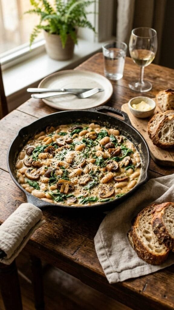 Creamy White Bean and Mushroom Skillet — One Pan, 30 Minutes, Deeply Satisfying
