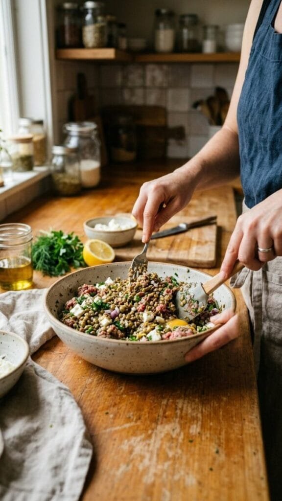 Cozy Greek Lentil Meatballs with Tzatziki