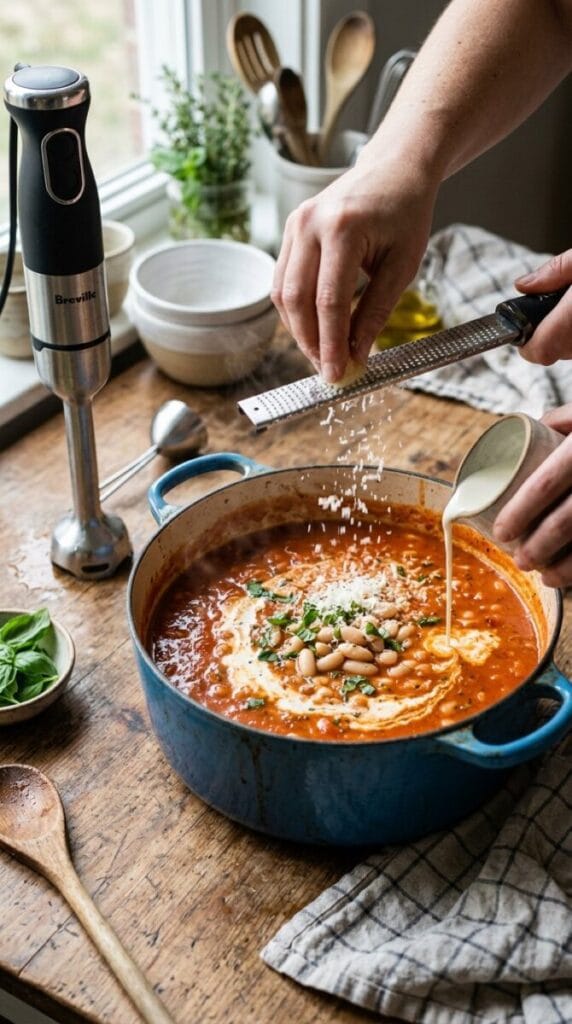 Creamy Parmesan Tomato and Cannellini Bean Soup Recipe