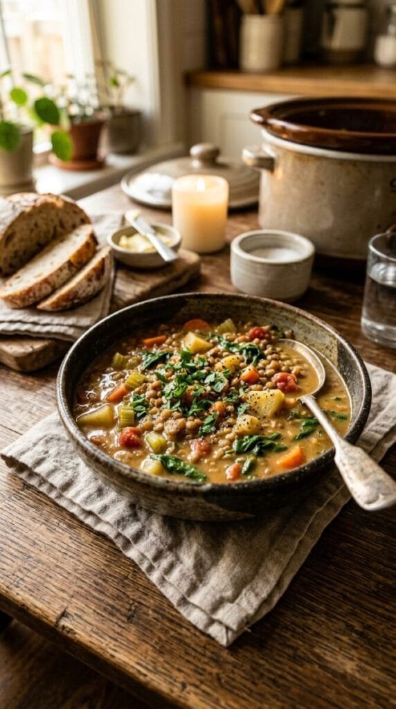 Crockpot Creamy Lentil Vegetable Stew