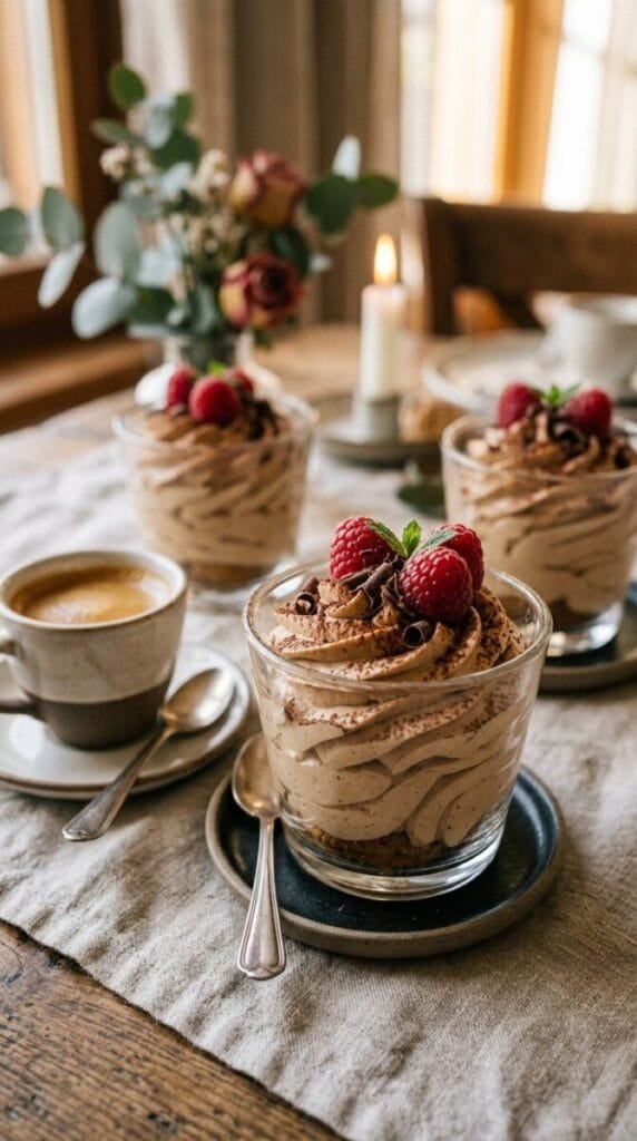 Espresso Mascarpone Mousse With Raspberries