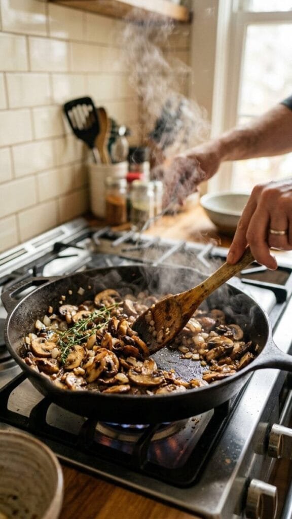 Irresistible Vegetarian Garlic Mushroom Rice Casserole