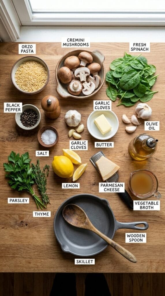 Garlic Butter Orzo with Mushrooms