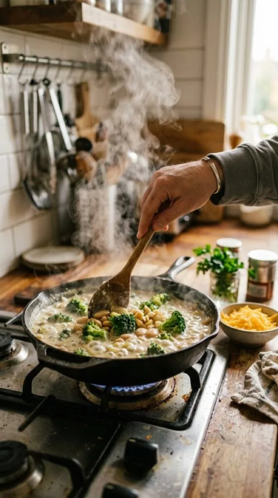 Broccoli-Cheddar Butter Beans Recipe
