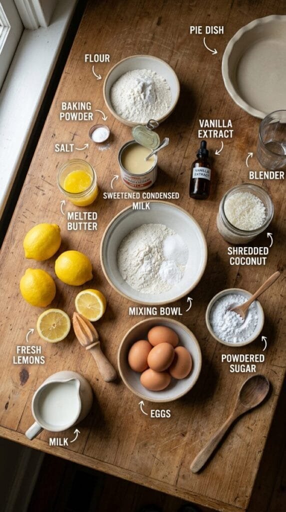 Lemon Impossible Pie with Condensed Milk