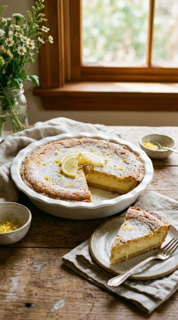 Lemon Impossible Pie with Condensed Milk